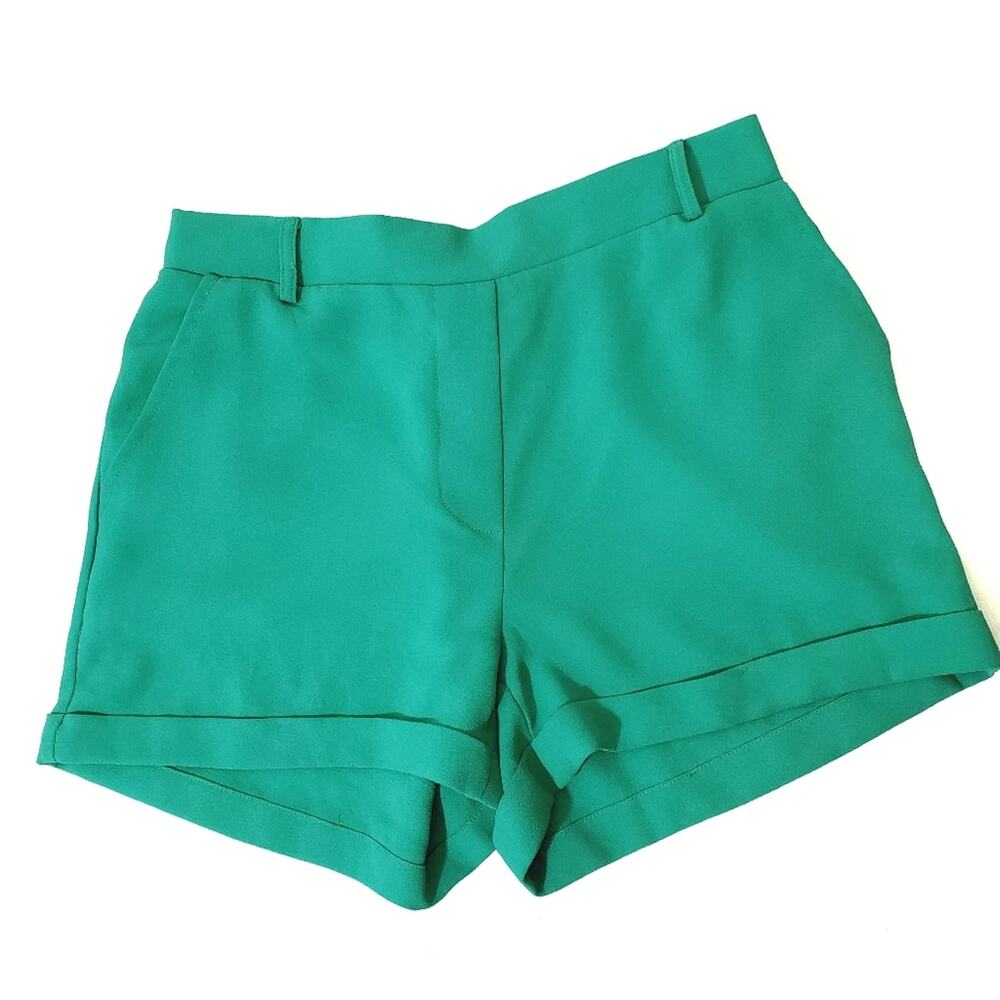 Jealous Tomato | Green Cuffed Elastic Waist Shorts with Pockets